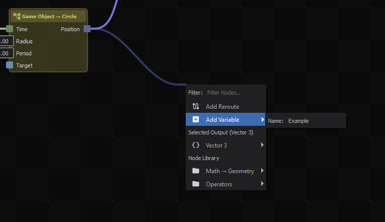 Creating a new Vector3 variable named "Example".
