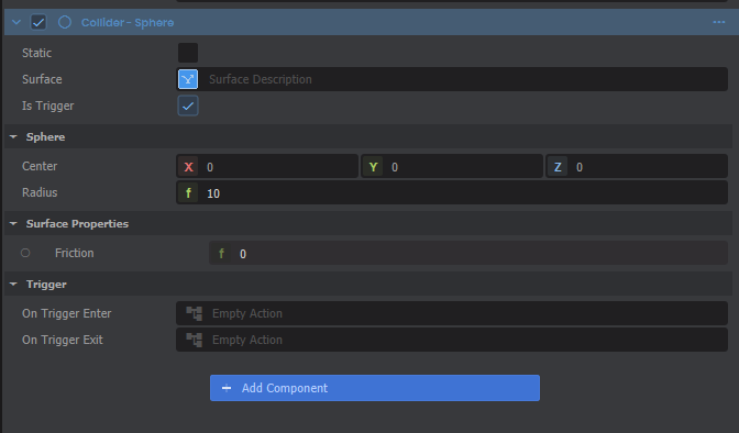 Trigger actions in a Collider.