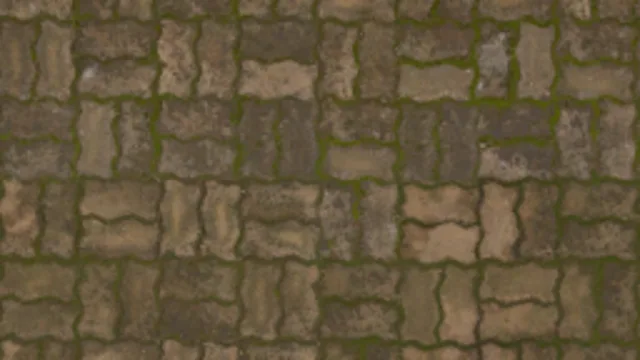 Mossy brick paving