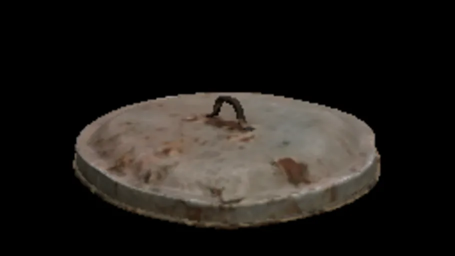Metal Trash Can Lid (Rusted)