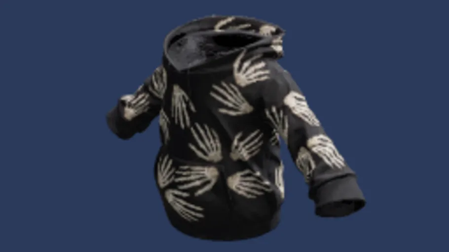 Skeleton Hands Hoodie Black